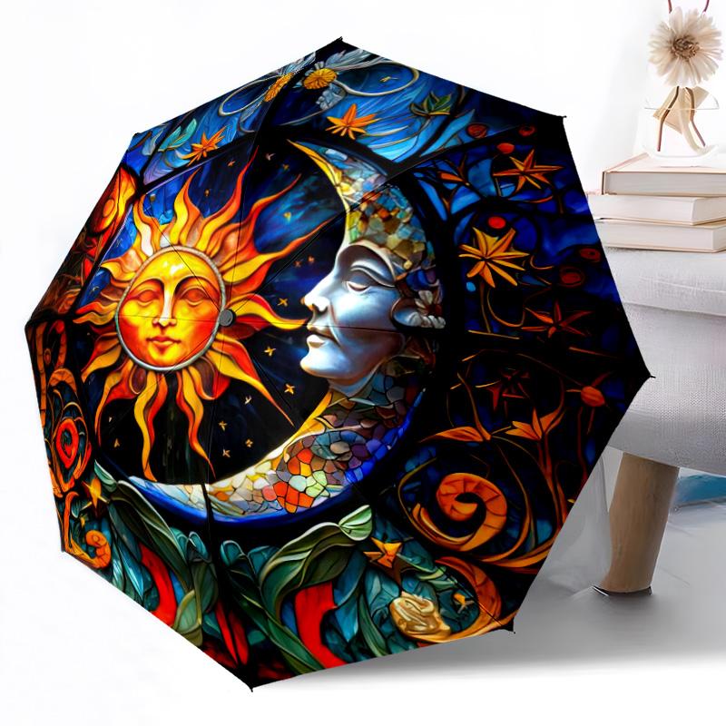 Fantasy Floral Sunlight Outdoor Automatic Umbrella Retractable Design with 8-Rib Durability Lightweight Perfect Gift for Friends Family