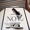 2025 summer new outer wear celebrity rhinestone open-toed slope heel cool slippers female niche design special-shaped heel
