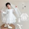 White Tulle Dress for Girls, Ages 2-7 - Spring/Autumn Flower Girl Dress