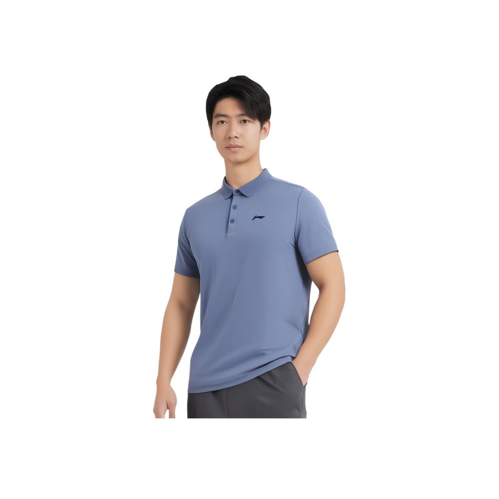 Li-Ning Comfortable Moisture-Wicking Short Sleeve Polo Shirt Men tops Dust-Blue APLU125-3