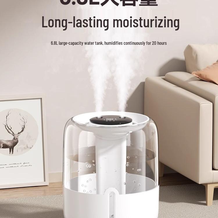 6.8L High Mist Humidifier: Silent Desktop Aromatherapy for Home, Office, Bedroom - USB Portable for Pregnant Users