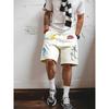 American Hawaiian Resort Style Graffiti Beach Shorts Men's Summer Knitted Five-Point Pants Foreign Trade Men's Casual Pants