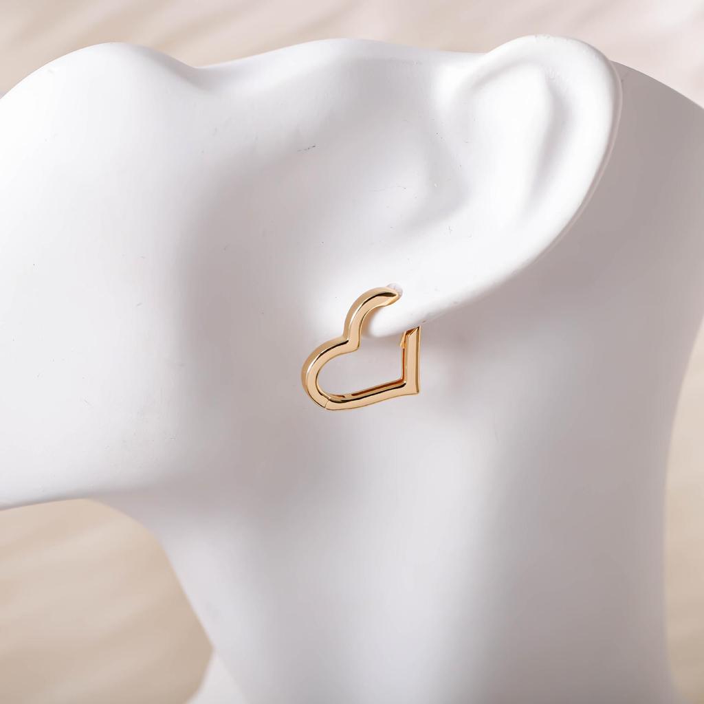 Korean Heart Shape Earrings: Elegant Ear Cuffs for Women - Luxury, Simple Hoop, Hip Hop Style Jewelry