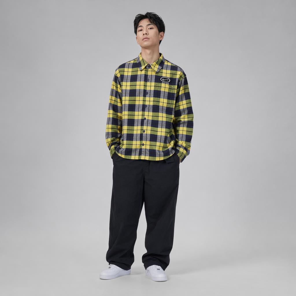 Nike X Eric Koston Kollaboration SB AS U NK FLNNL LS Hemd mit Knöpfen KOS Kariertes Langarmhemd Herrenhemden HV0257-410