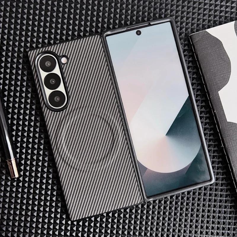 

Business Carbon Fibre Magnetic Charg Case for Samsung Galaxy Z Fold 7 6 5 4 3 5G for Magsafe Wireless Classic Slim Protect Cover Galaxy Z Fold7 серый