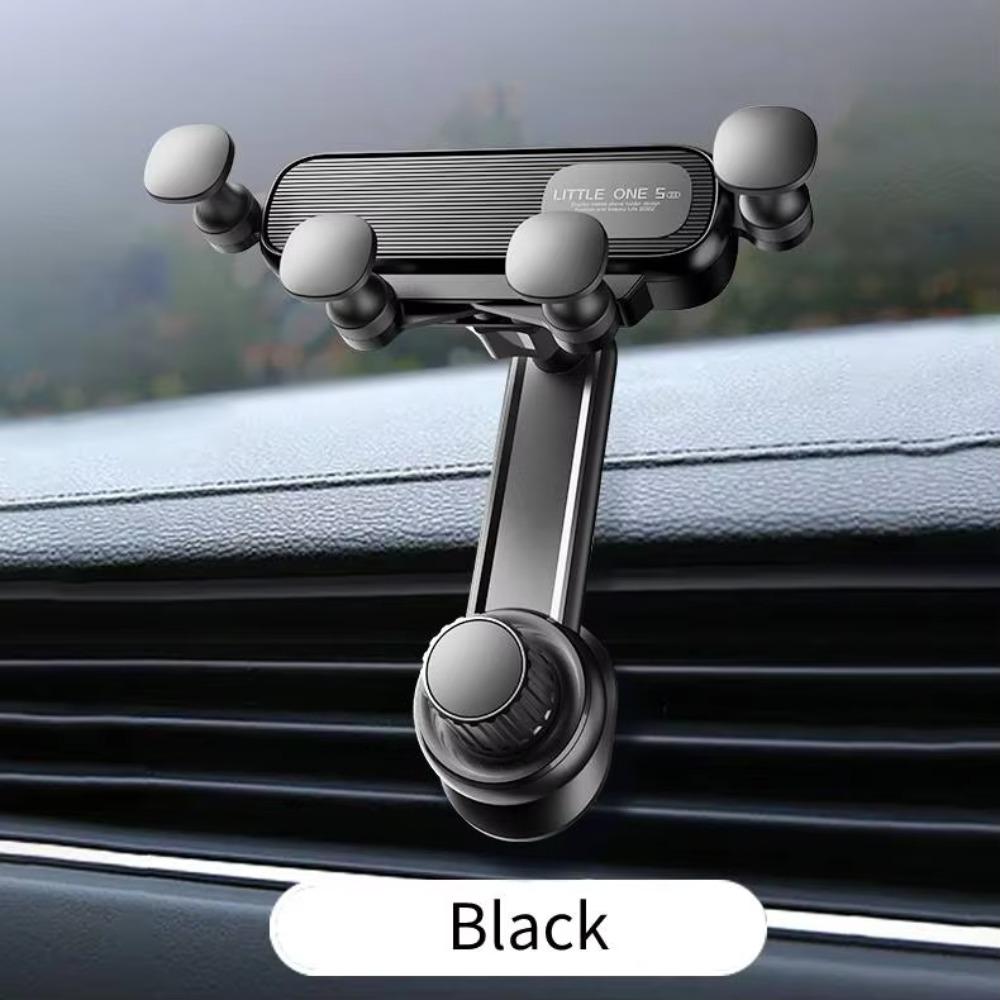 Black Car Phone Holder, Retractable Gravity Air Vent Mount, Car Interior Accessory