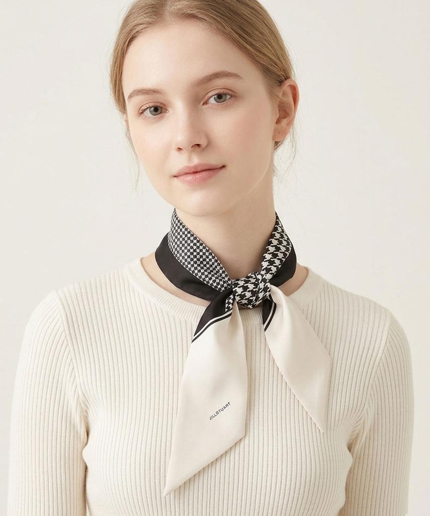 JILLSTUART ACC [100% Silk] Houndstooth Long Scarf 3 Colors