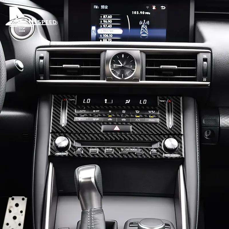Real Soft Carbon Fiber Center Console AC CD Panel Sticker For Lexus IS250 IS300 IS350 IS200T 2013 2014 2015 2016 2017 2018 2019