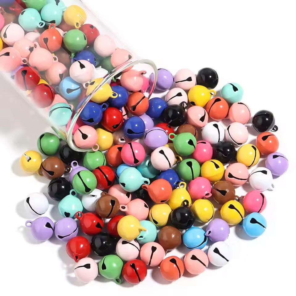 

50pcs/lot Painted Color Bells Beads Round Mini Bell Ornaments for Jewlery Making DIY Bracelet Necklace Earrings Decor Accessory 14mm