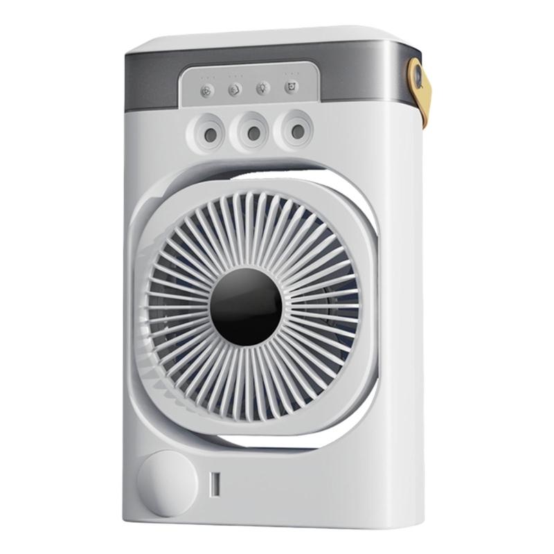 

Rechargeable Air Cooling Fan Small Desktop Air Conditioning with 3 Speed Setting and Light for Office or Dorm Use белый