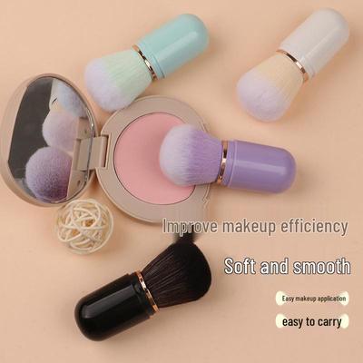 Přenosná zatahovací sada štětců na make-up v kapsli s víčkem - Obsahuje štětce na tvářenku, setting a pudr