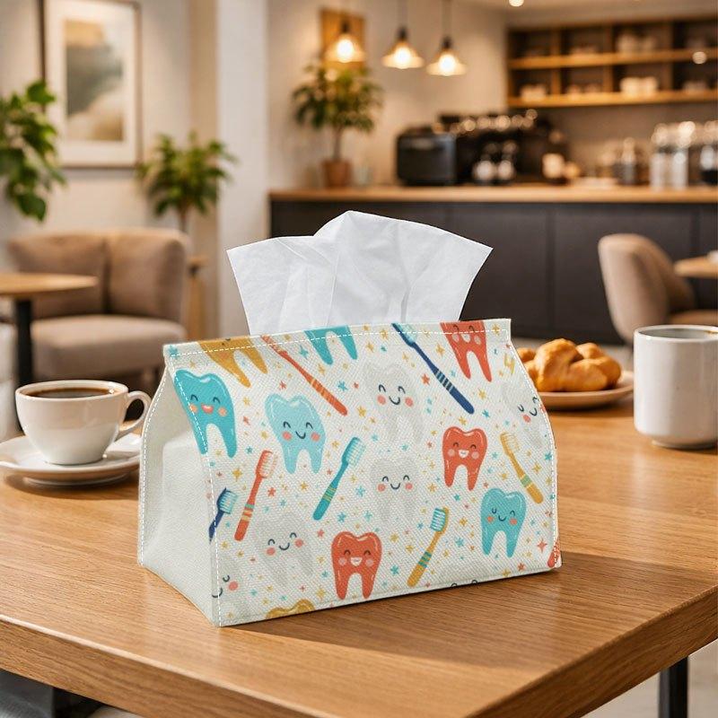 1pc Cartoon Playful Modern Tissue Box, Dental Pattern Illustration Perfect for Outdoor Gatherings, Daily Desktop Use, And Suitable for Bedrooms, Livin