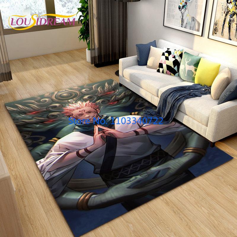 Jujutsu Kaisen Anime Cartoon Area Rug Carpets 120x160cm Decor for Living Room Children's Bedroom Sofa Bathroom Kids Floor Mat