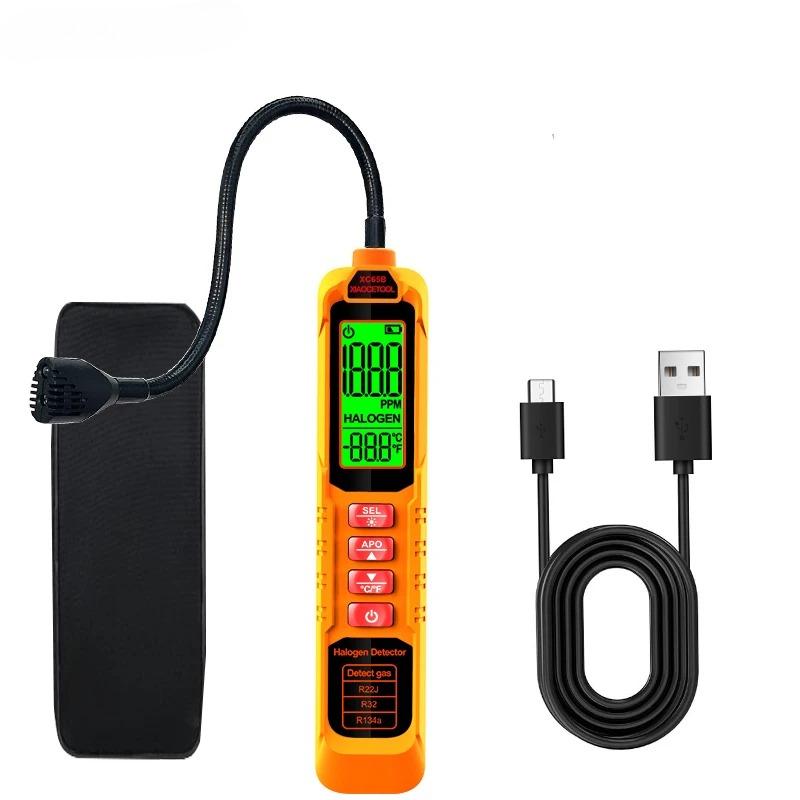 Detector Portátil de Fugas de Freón de Alta Sensibilidad Detector de Fugas de Halógeno R22 R410A R134A R1234YF Gas Refrigerante HVAC Probador de Aire Acondicionado Pantalla LCD