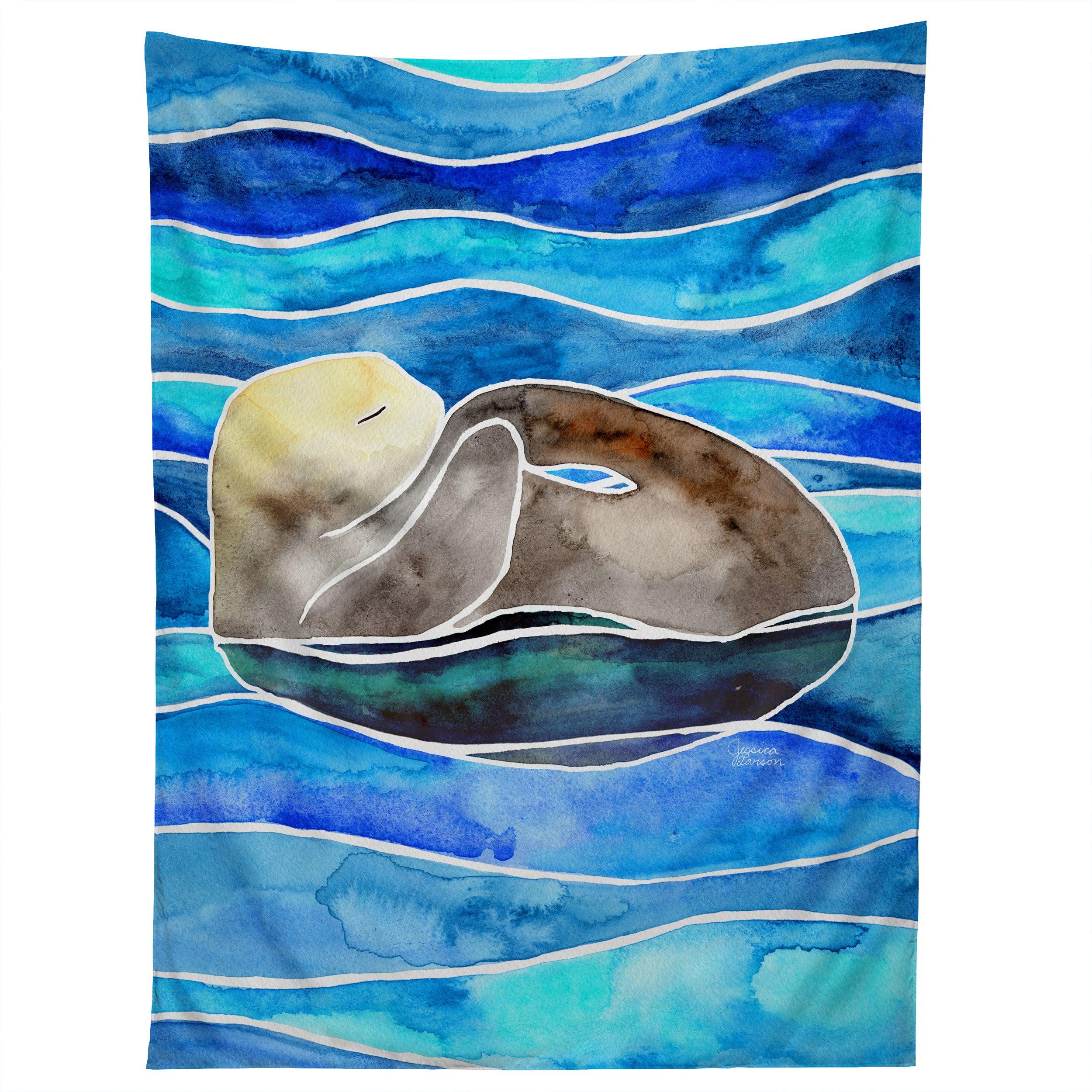 SEA OTTER CURLED tapestry 75x100