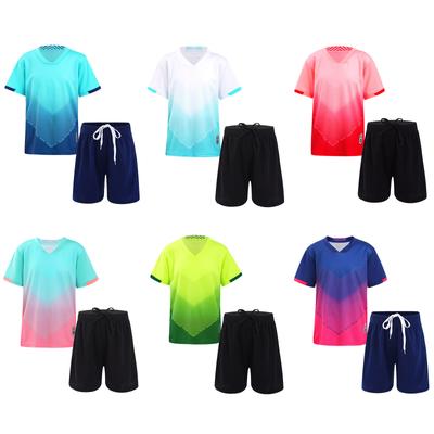 Kids Boys Soccer Jerseys Team Training Uniform Short Sleeve T-shirt and Shorts Set for Football
