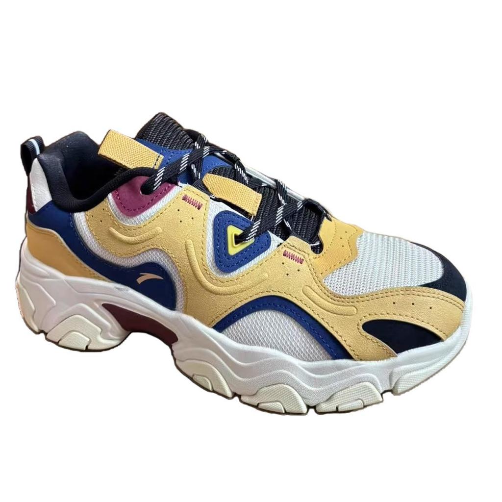 Anta Meteorite Cushioning Abrasion Resistant Breathable Low Top Chunky Sneakers Men's Yellow Blue 112348852-4