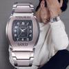 Men's Titanium Alloy Barrel-Shaped Quartz Watch with Steel Band – Cross-Border New Release