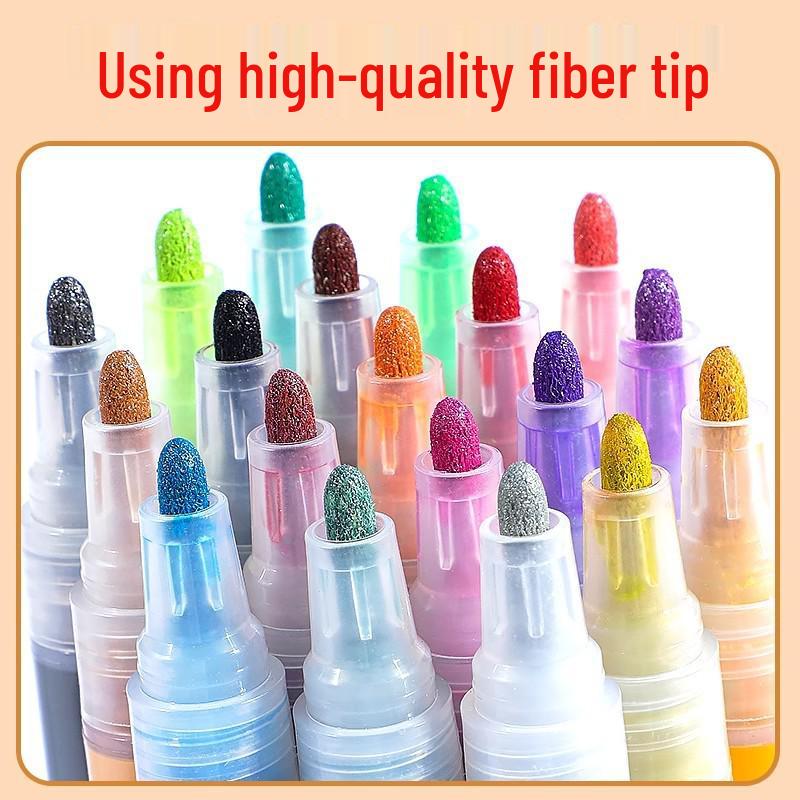 Glitter Acrylic Marker Pen for DIY Graffiti with Fluorescent Watercolor Effects