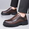Fashion Crocodile-patterned Anti-slip Leather Shoes Men New Designer Fashion Casual British Style Solid Color Platform Dress Shoes Man