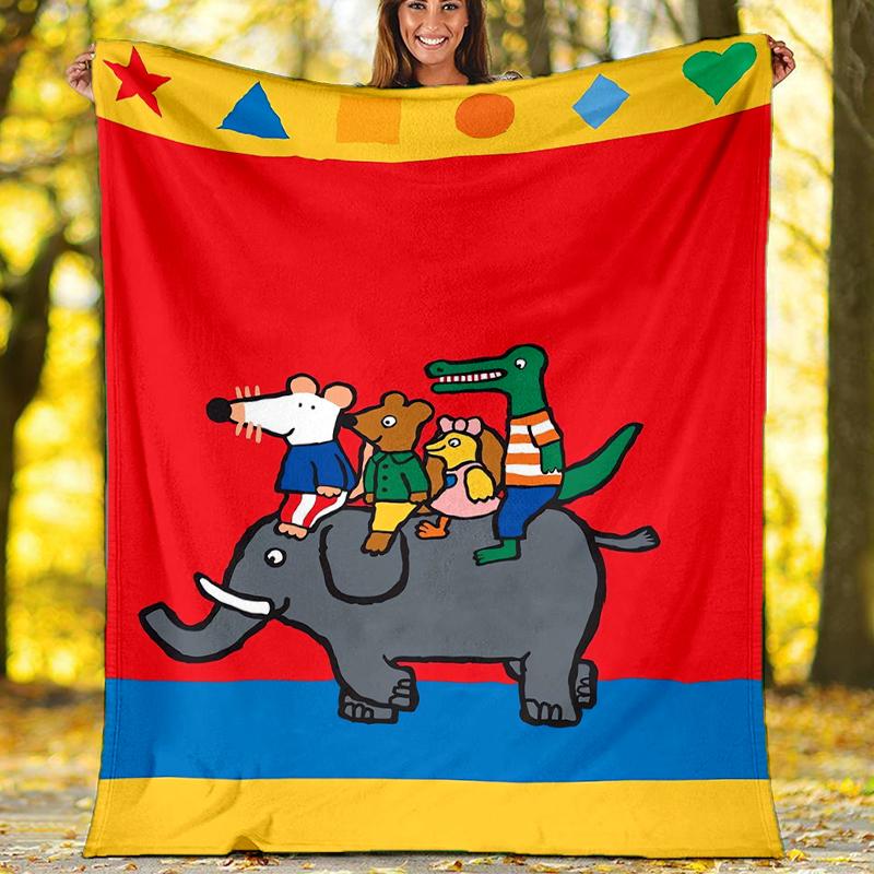 Maisy Mouse Theme Printed Blanket - Perfect for Couch, Bed, Travel & Outdoor Use | Machine Washable, Cozy & Durable.