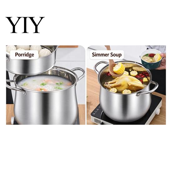 Rust Resistant Kitchenware Extra Tall Stainless Steel Soup Pot with Lid, Durable Kitchen Professional Home Maker Cookware Anti-Scalding Handles, Large