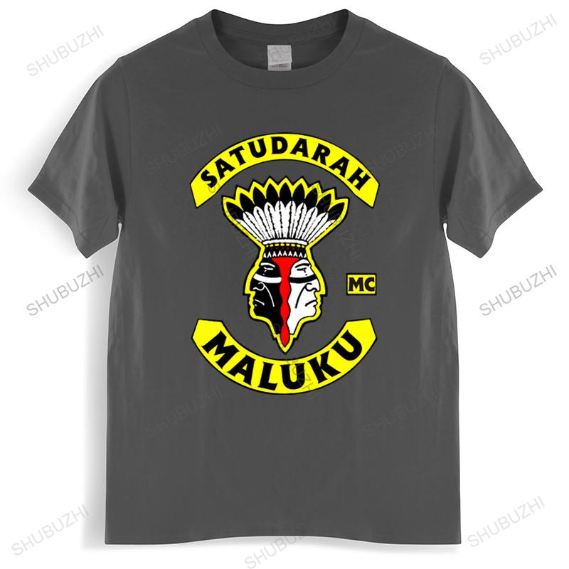 ZheXiong TEE T-shirt heren katoenen tops Mode Satudarah Mc Groningen Bedrukt Hoge Kwaliteit Zwart heren t-shirt euro maat M