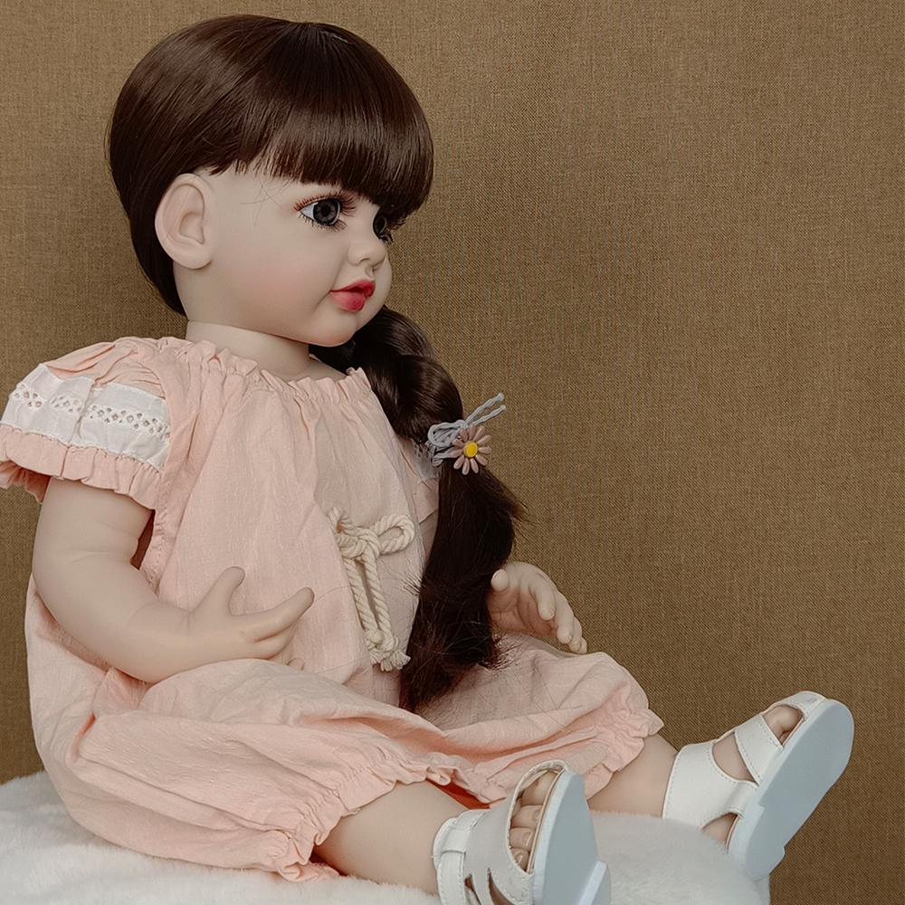 55 Cm Pink Reborn Doll Full Silicone Baby Doll Cute Realistic Toddler Girl To Accompany Lovely Baby Doll Gift Bjd Doll