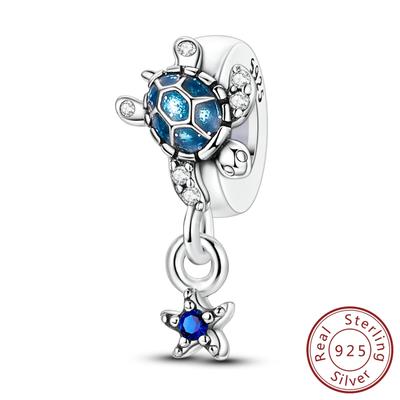 Copper Turtle Catching Starfish Stopper Beads Charms Pendant Jewellery Fit Original Bracelet For Women Diy Gift