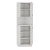 Bathroom Cabinet with Light Strip, Corner Cabinet with Two Storage Compartments, Open Compartment with Adjustable Shelves, 45x 45 x 166.5 cm, White