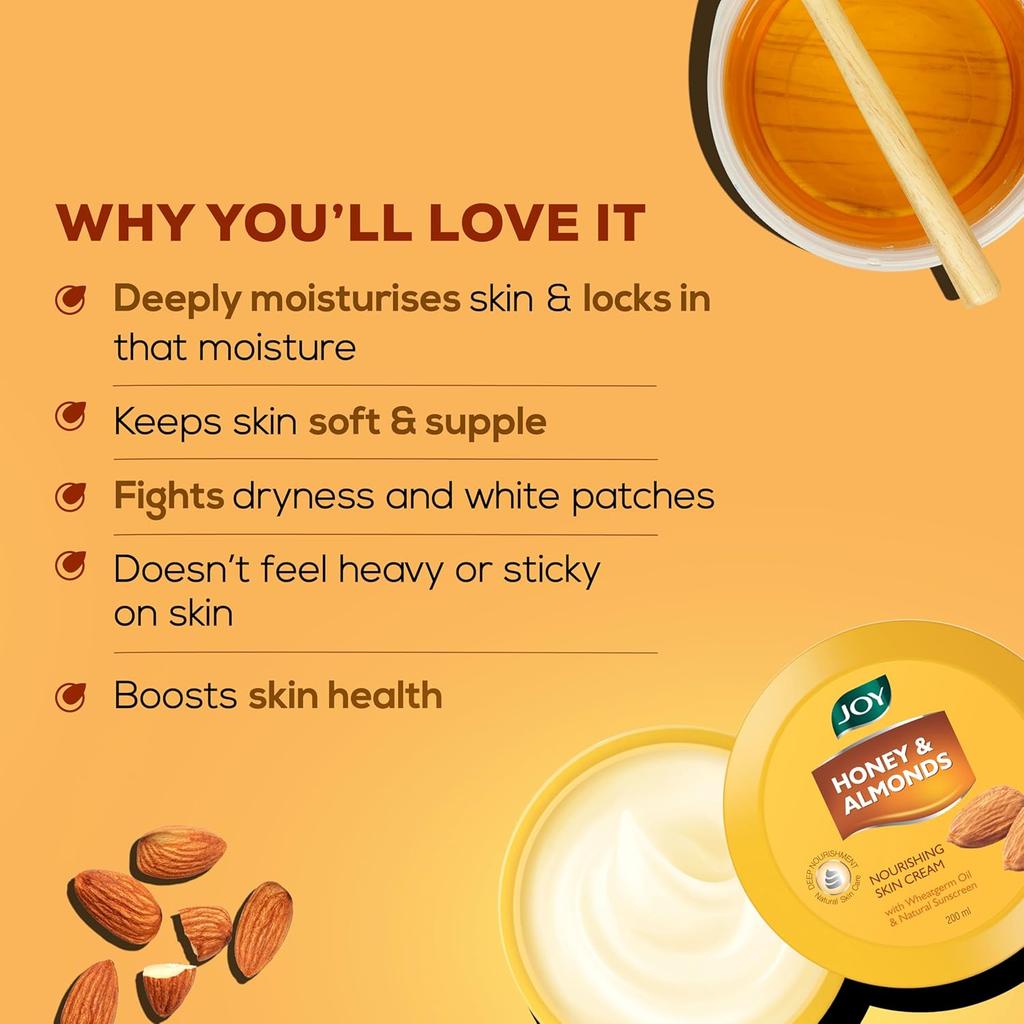 Joy Honey & Almonds Deep Nourishing Moisturizer 500ml Pack Of 1 For Face Hands Body Smooth Glowing Skin