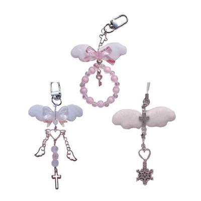 Elegant Winged Beaded Phone Chain Charm Beaded Phone Pendant for Women and Girls