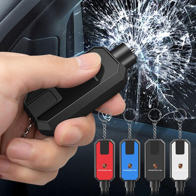 1Pcs 3 In1 Car Safety Hammer Emergency Glass Breaker High Hardness For Porsche 911 Cayenne Panamera Macan Boxster Carrera-GT 928 918-Spyder