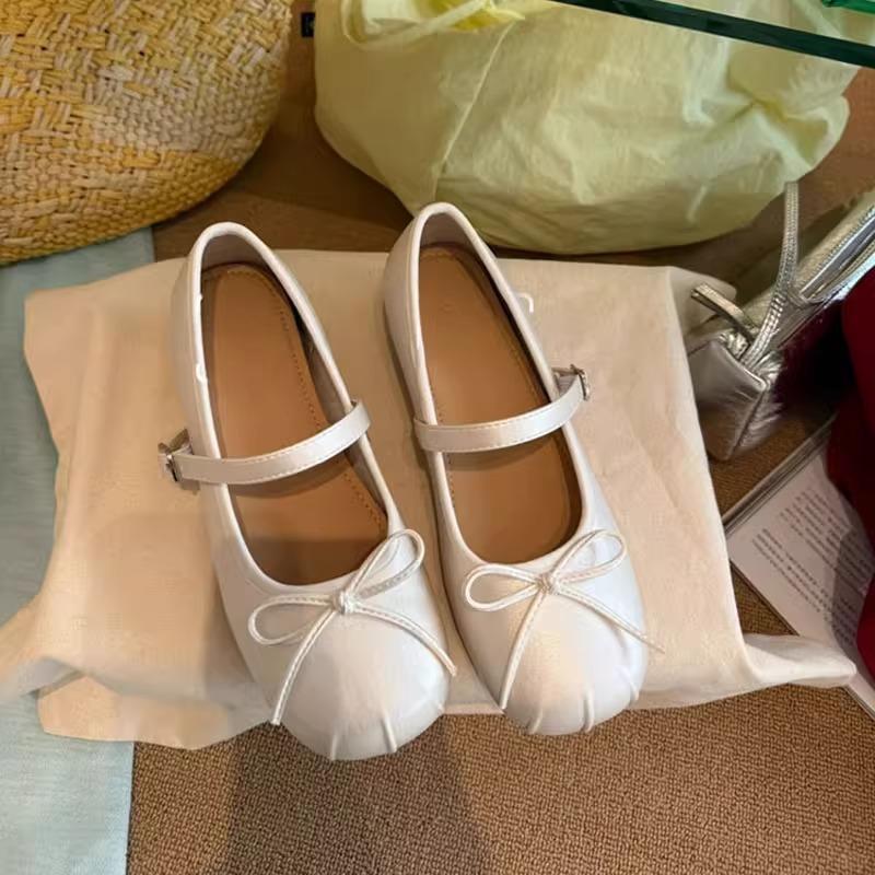 French Ballet Bow Single Shoes Women's Skirt 2025 Summer New Fairy Style Soft Flat Mary Jane Shoes