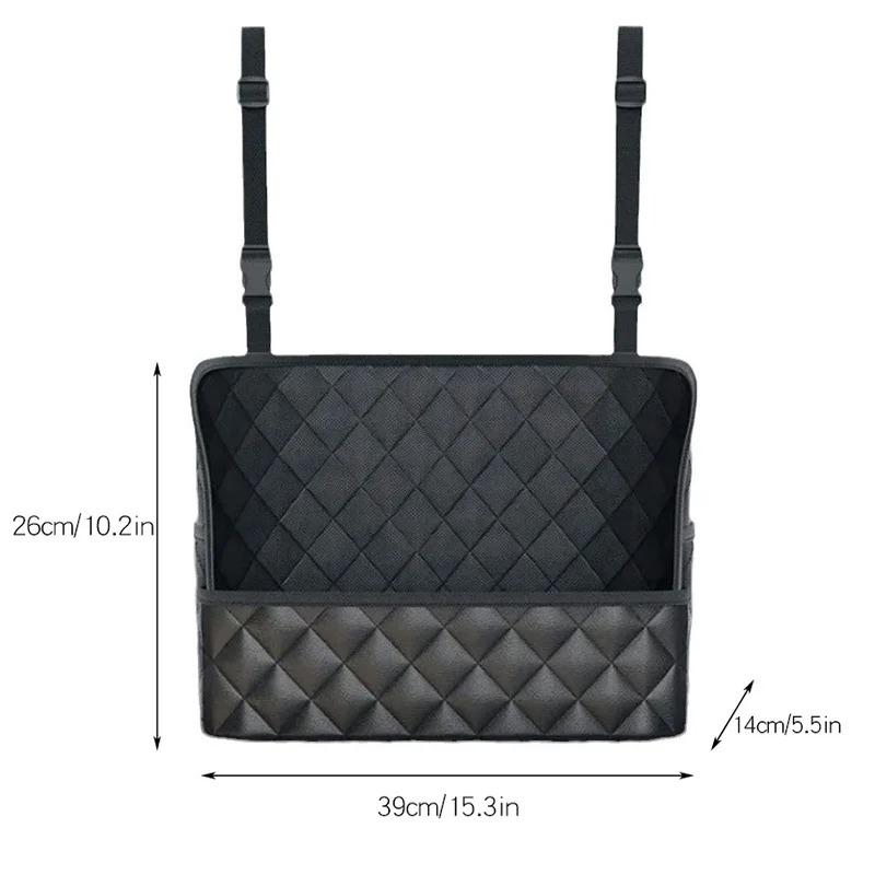 Autositz Organizer - Leder Aufbewahrungsnetz mit großer Kapazität mit Hängehaken, Mittel-Rücksitz-Organizer-Tasche für SUV/LKW-Zubehör