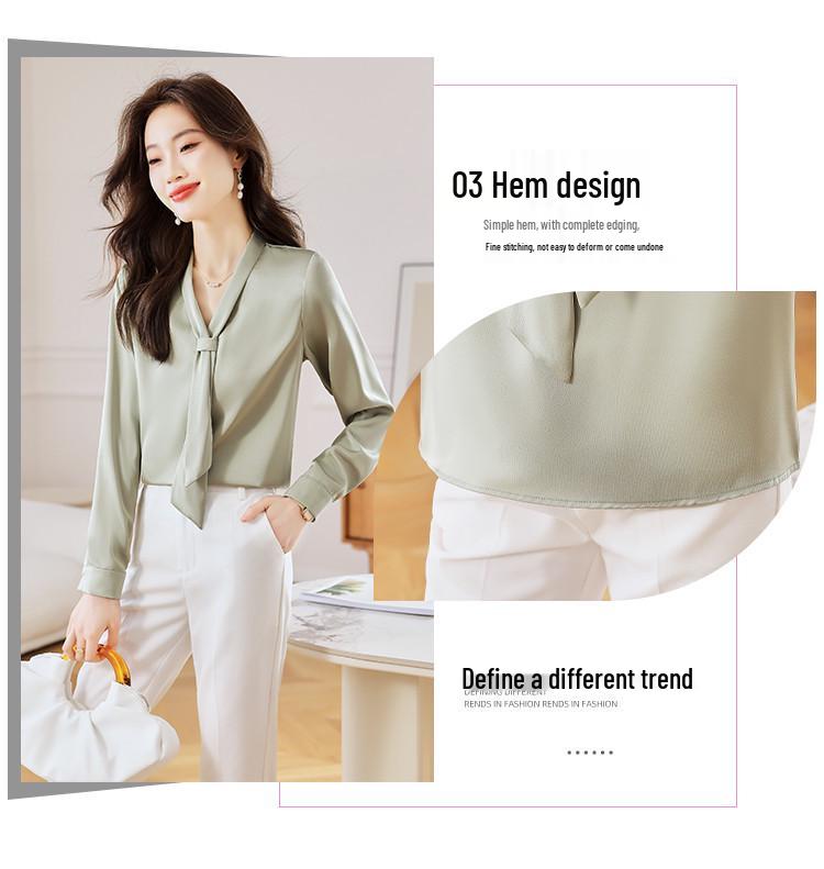 Women's White Long Sleeve Professional Shirt - Elegant Spring/Autumn Wear