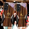 Wood Grain Snake For Samsung Galaxy A15 5G 54 4G 51 50 24 35 90 71 12 51 53 52S 80 22 34 Black Tempered Glass Phone Case