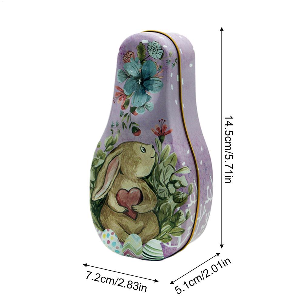 New Hot Easter Day Creative Bunny Egg Tin Box Rabbit Print Candy Gift Box Colorful Cartoon Rabbit Surprise Iron Box Kids Gift