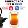 Set of 2 Turkish Tea Cups - 6 Oz Double Wall Insulated Glass Mugs for Coffee, Espresso, Cappuccino, Latte, Clear Hot Bever