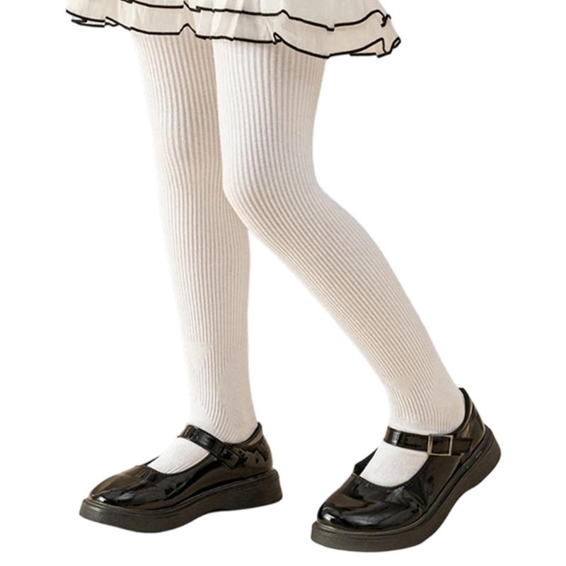 Breathable Warm Stretchable Girls Leggings Combed Cotton Tights With Fun Felidae Design For Kids Play XL белый