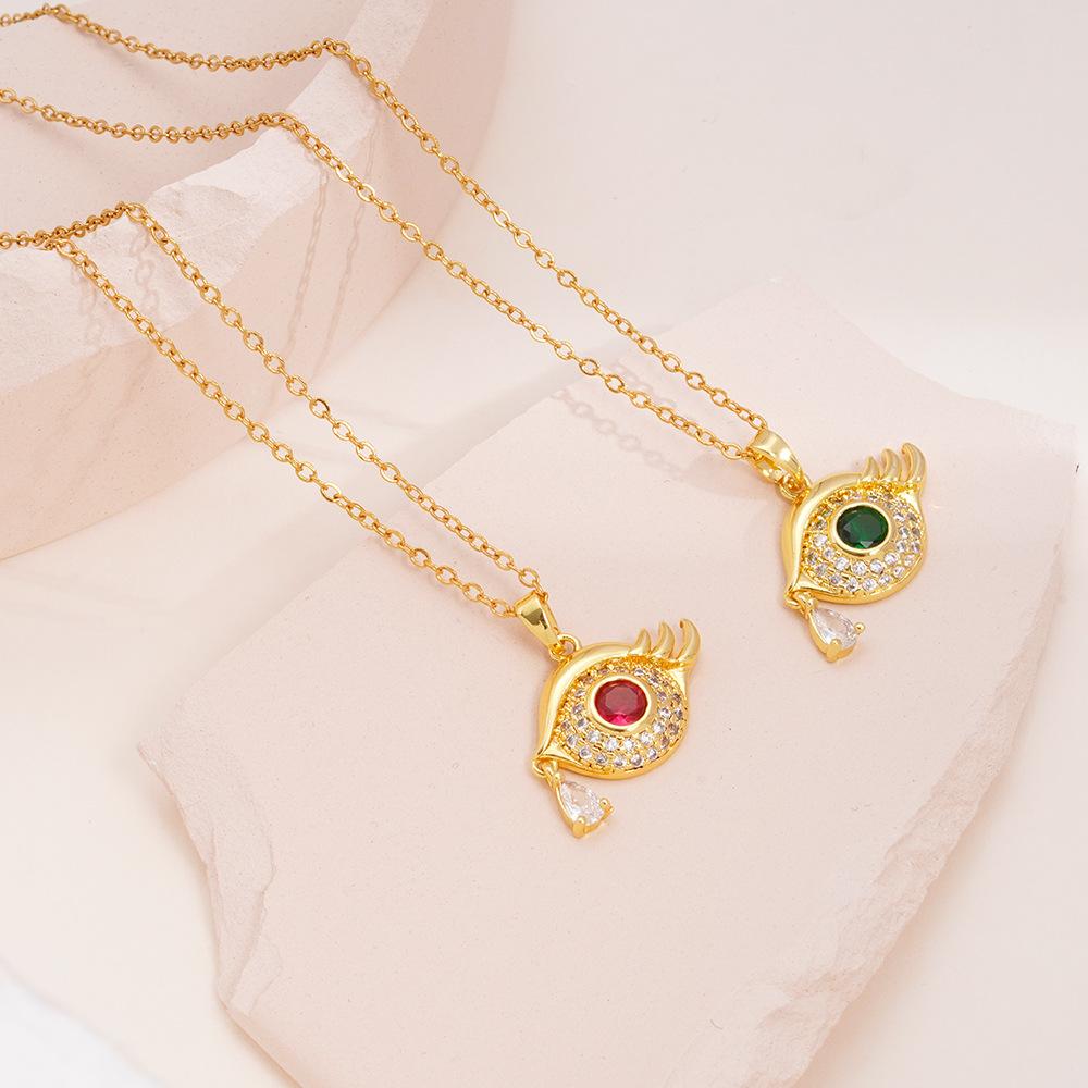 Fashion Luxury Zircon Evil Eye Pendant Necklaces for Women Men Trendy Stainless Steel Chain Collar Accessories Jewelry Gifts