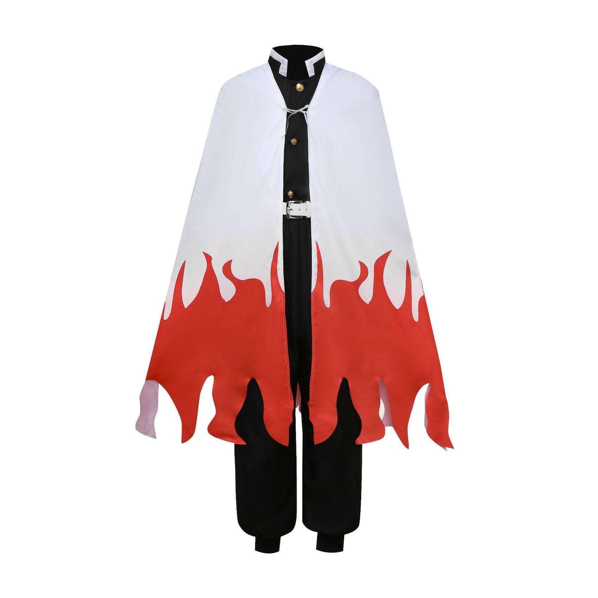 Bambini Kimetsu No Yaiba Costume Cosplay di Halloween Ragazzi Rengoku Kyoujurou Vestito per Travestimento 150cm rosso/bianco