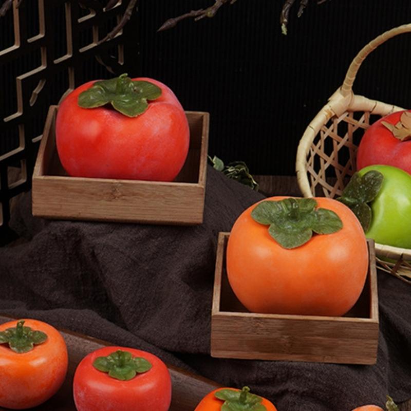 4 Piece Simulated Persimmon Fruit Decoration Set for Shop Counters, Window Styling, Photo Scenes and Seasonal Table Use for Counter Arrangements
