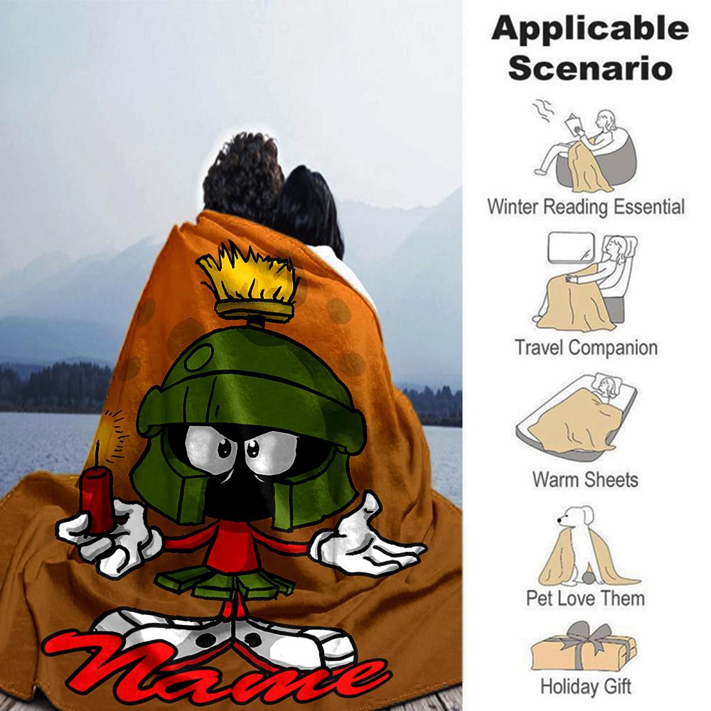 Customiz Name Personality Marvin the Martian Blanket Soft &Warm Sofa Office Bed Travel Lunch Break Blanket, Gift Suitable All Seasons