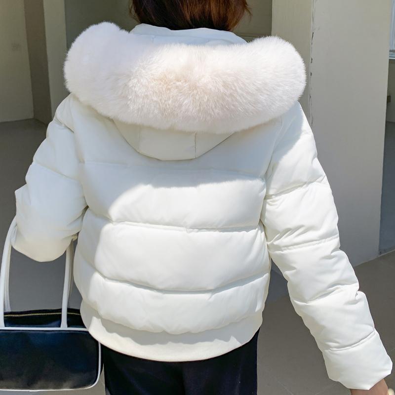 Fashion Winter Coat Female Short Parkas Hooded Faux Fur Collar Casual Loose Thick Warm Women's Jackets