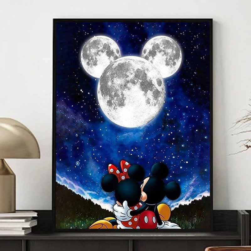 Disney 5D DIY Diamond Painting Decorations Mickey and Minnie Starry Night Romantic Diamond Embroidery Rhinestone Cross Stitch Set Handmade