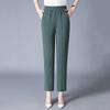 Summer Women's Pants Middle-aged and Elderly Women's Pants Elastic High Waist Loose Grandmother Cropped Pants