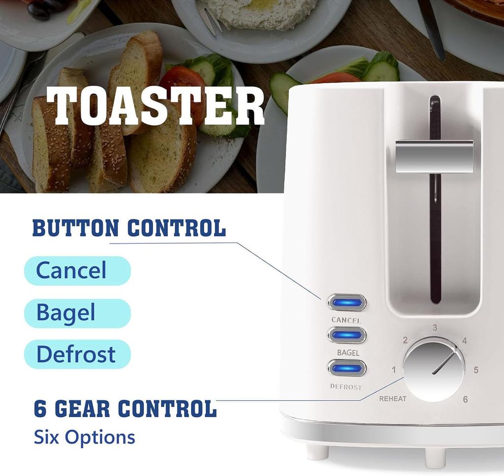 Toasters Wide Slot, Bread Toaster with Cancel, Bagel, Defrost Function, Bagel Toasters with Removable Tray & 6