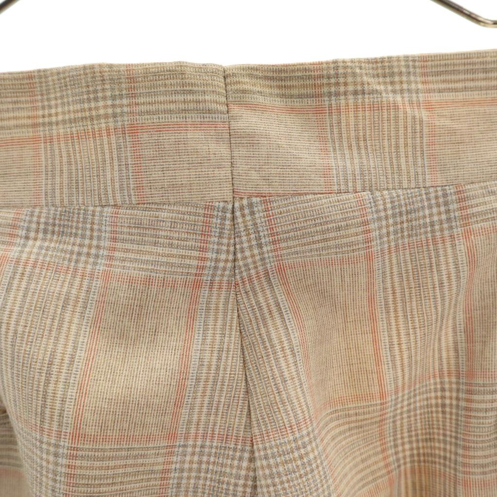 VINTAGE 70s 80s Check Pattern Trousers Pants beige Men's Used