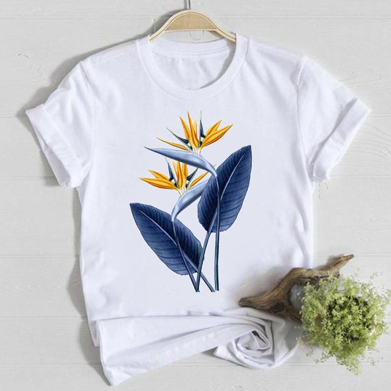 Blume Frühling Rundhals T-Shirt Top Shirt Damen Kleidung Mode T-Shirt Sommer Damen T Kurzarm Lässig Grafik T-Shirts